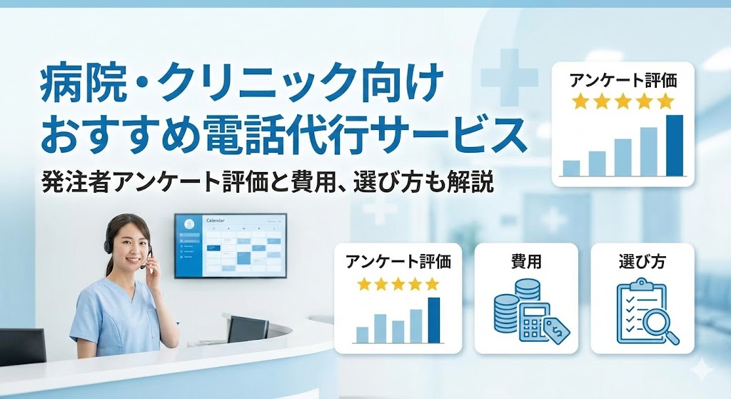 病院・クリニック向け電話代行サービスおすすめ6選｜発注者アンケート評価と費用、選び方も解説