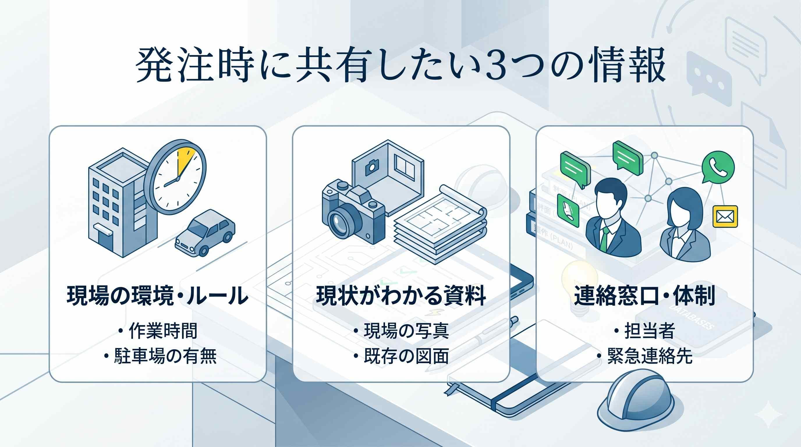 発注時に共有しておくとスムーズになる情報