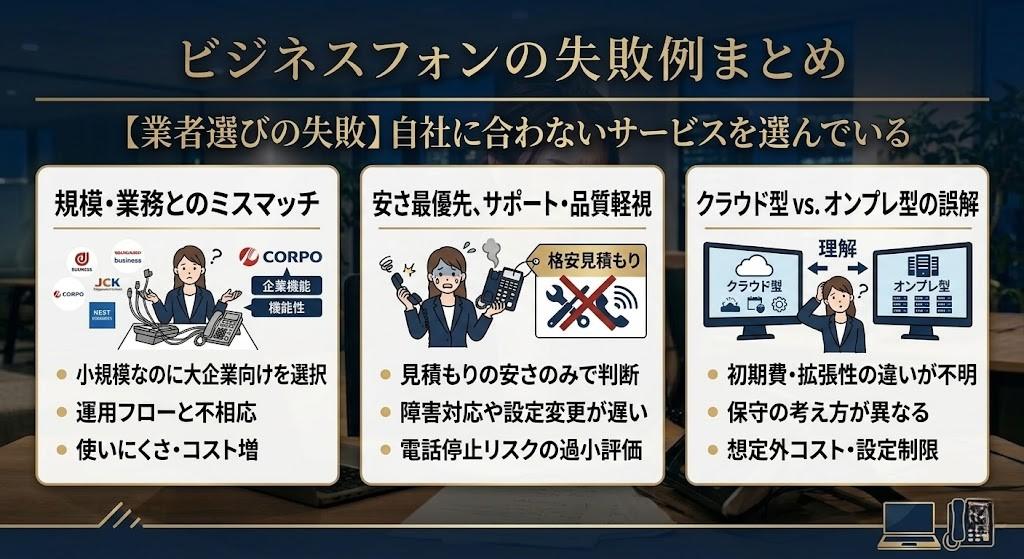 【業者選びの失敗】自社に合わないサービスを選んでいる