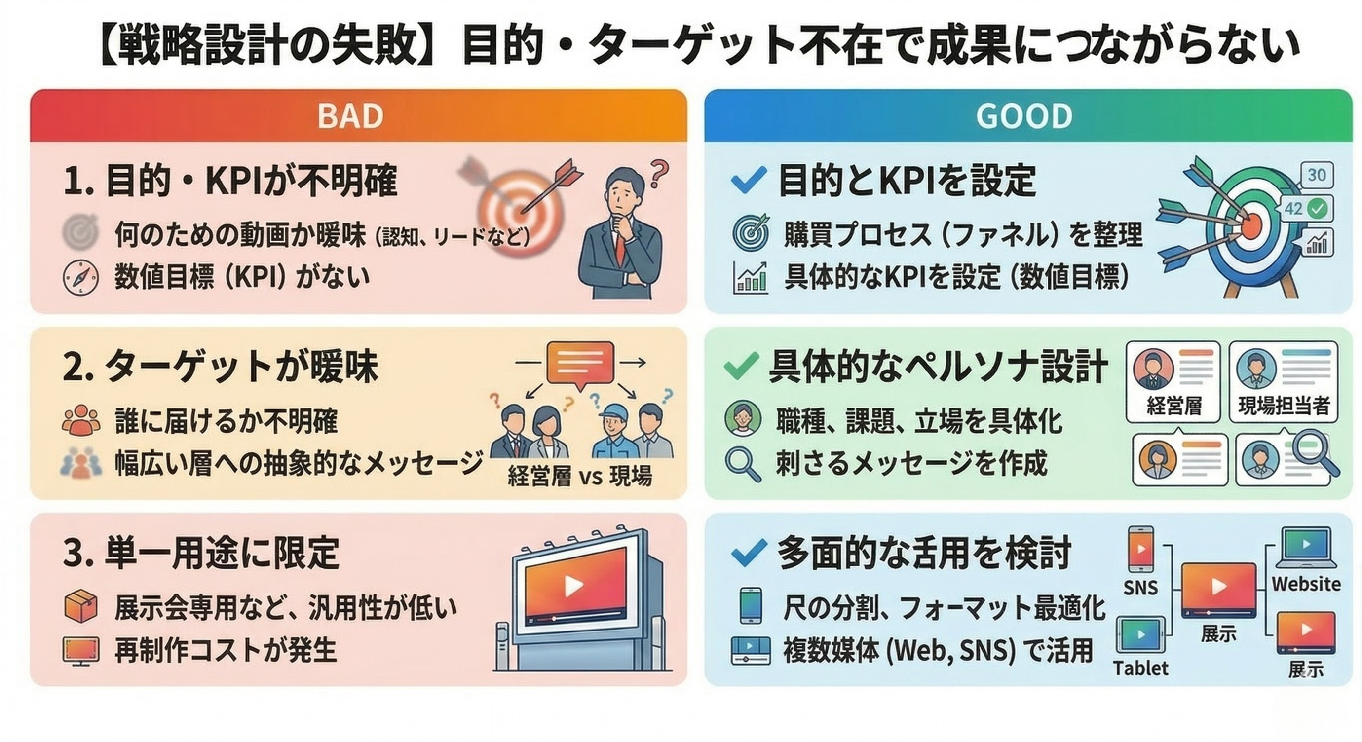 【戦略設計の失敗】目的・ターゲット不在で成果につながらない