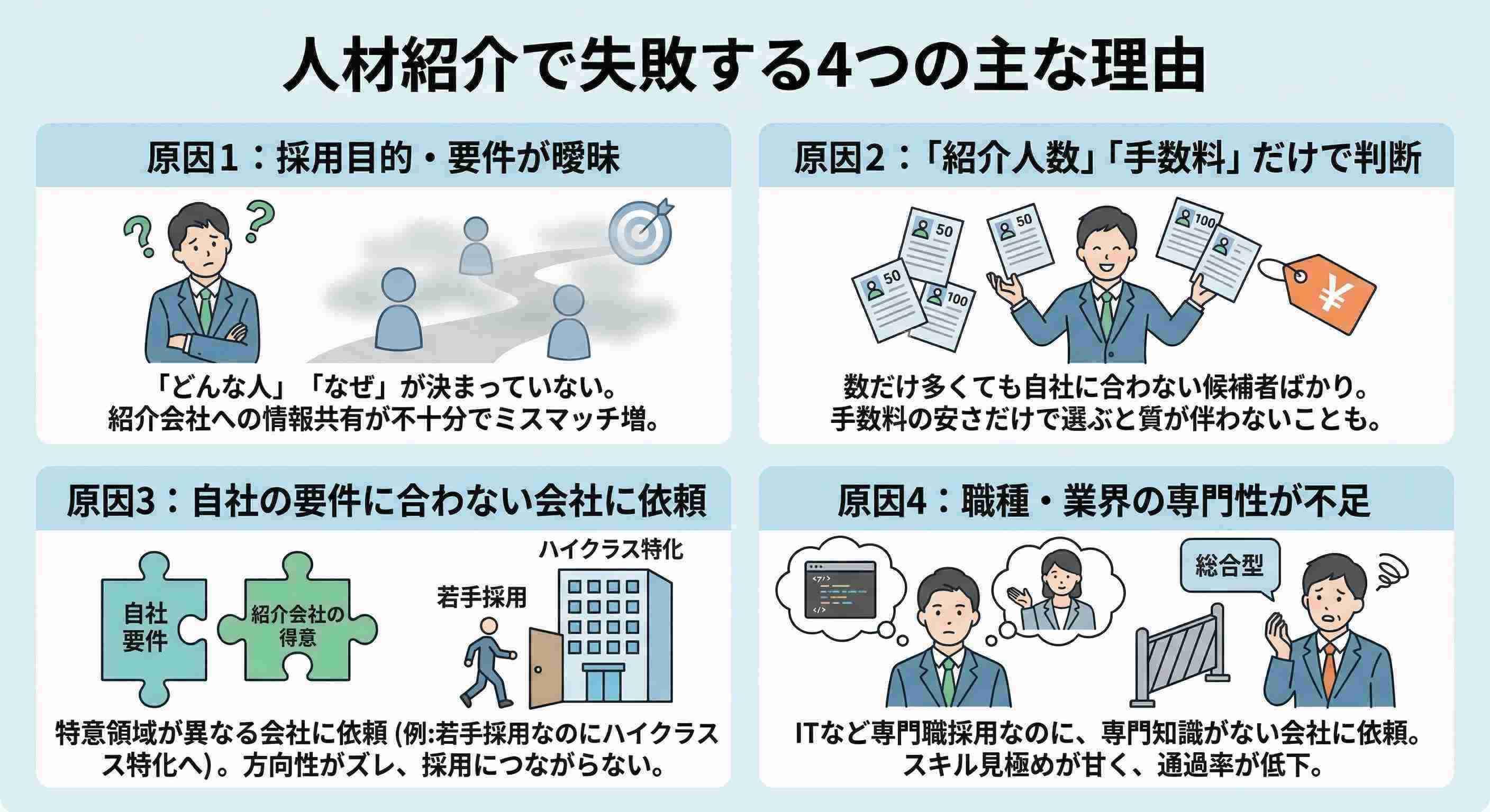 人材紹介で失敗する主な理由