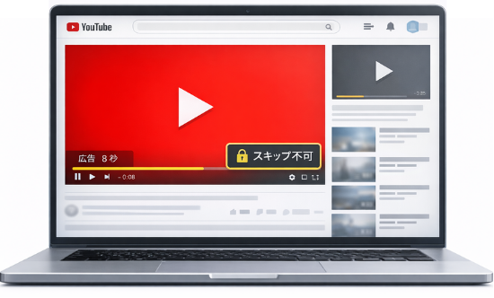 ②インストリーム広告（スキップ不可能）