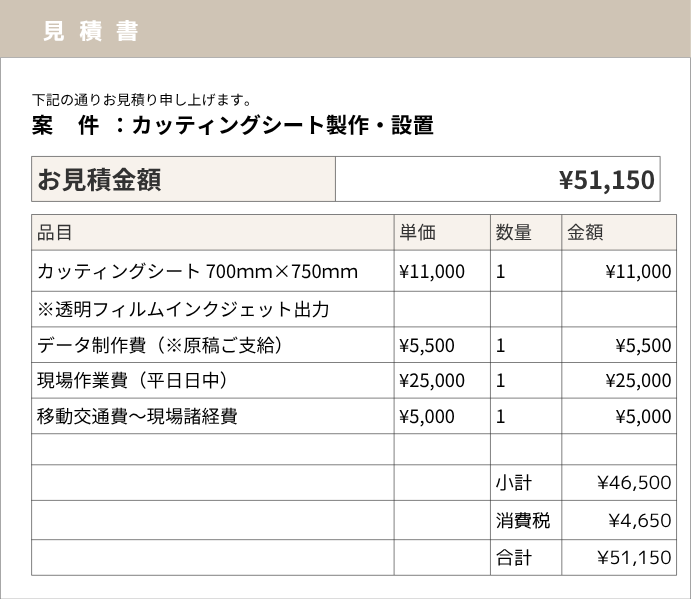 カッティングシート製作／設置の事例