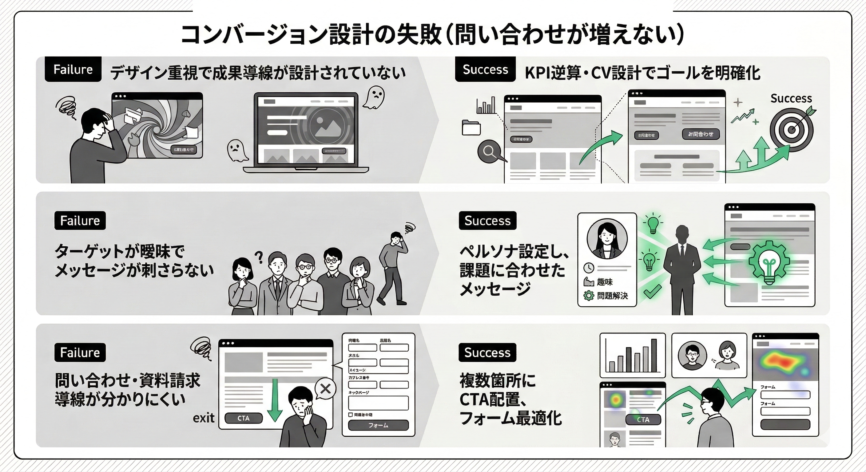 【コンバージョン設計の失敗】問い合わせが増えない