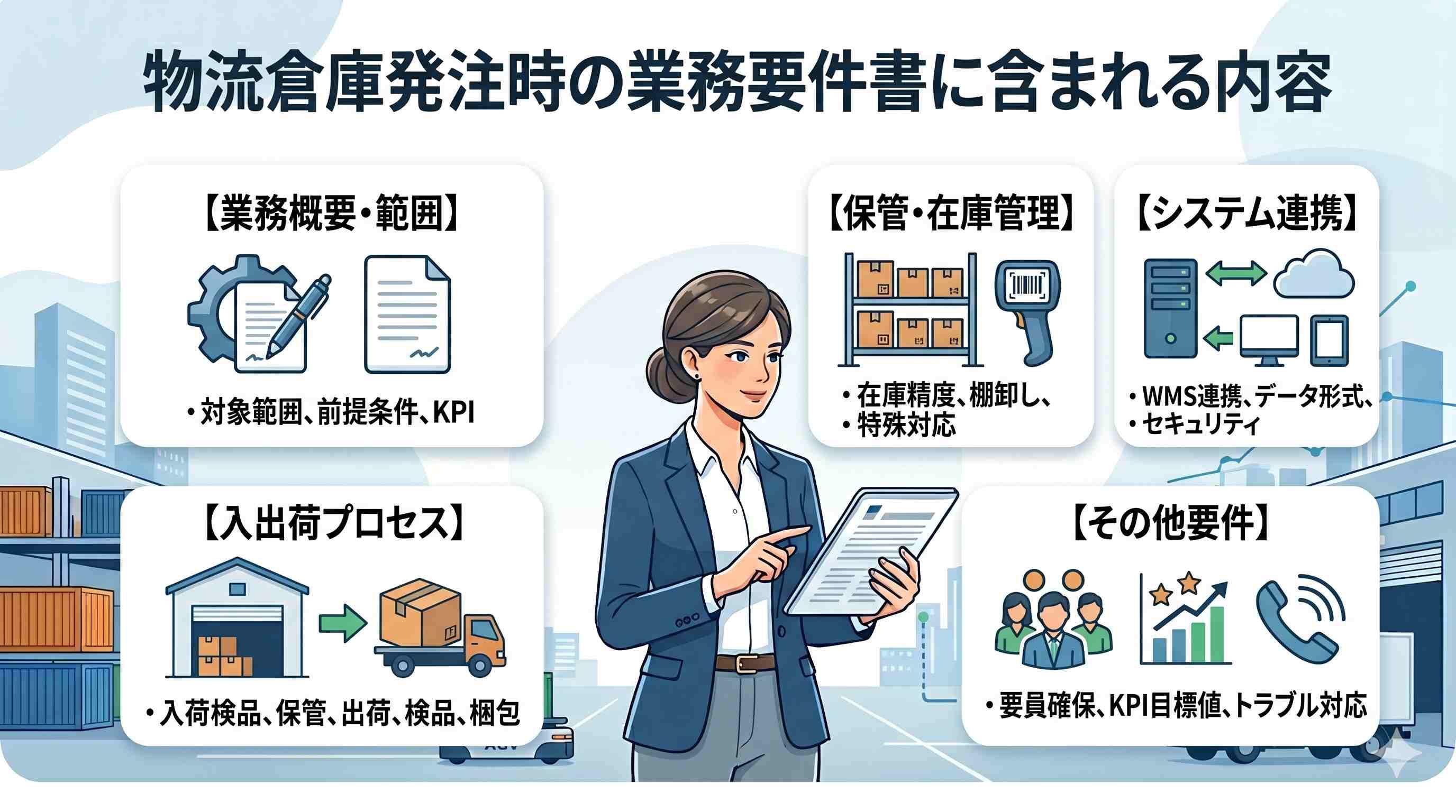 物流倉庫発注時の業務要件書に含まれる内容