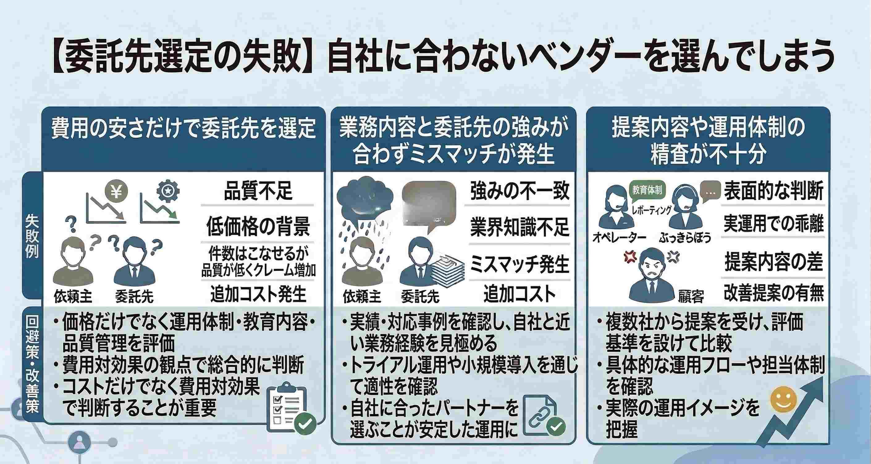 【委託先選定の失敗】自社に合わないベンダーを選んでしまう