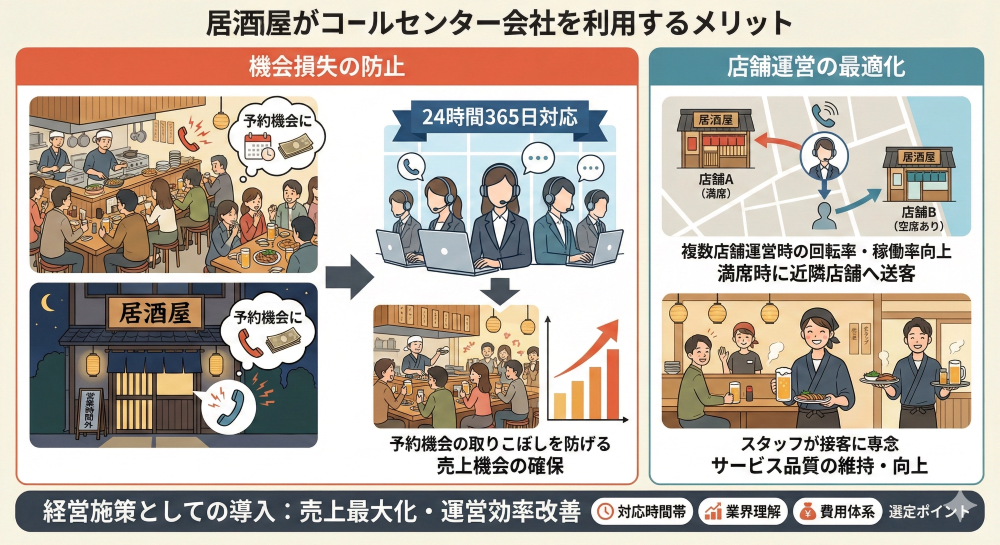 居酒屋の経営者がコールセンター会社を利用するメリット