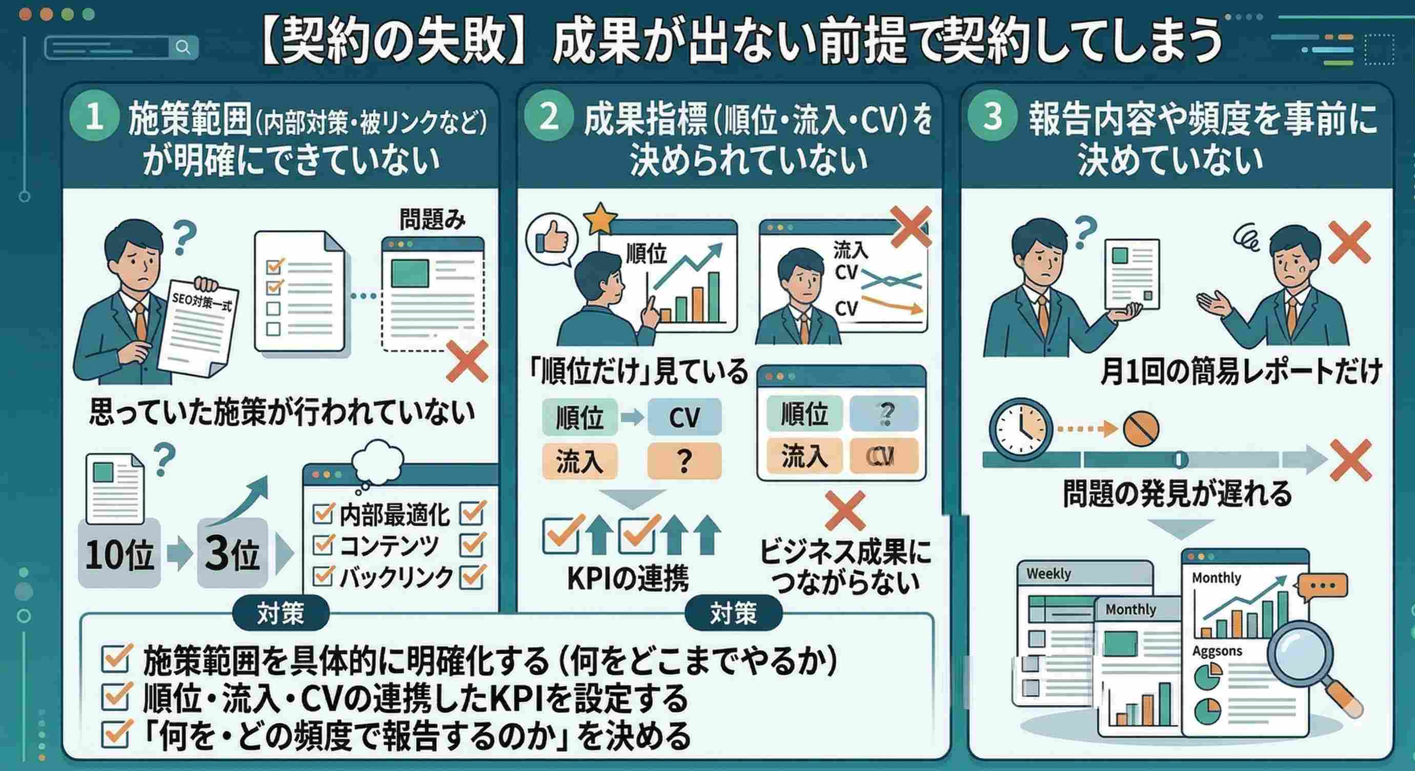 【契約の失敗】成果が出ない前提で契約してしまう