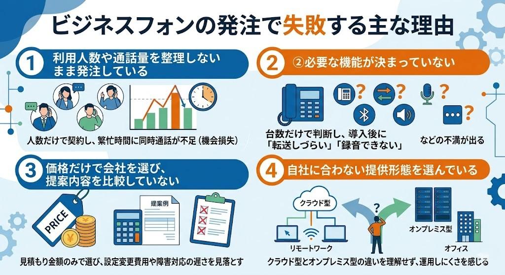 ビジネスフォンの発注で失敗する主な理由