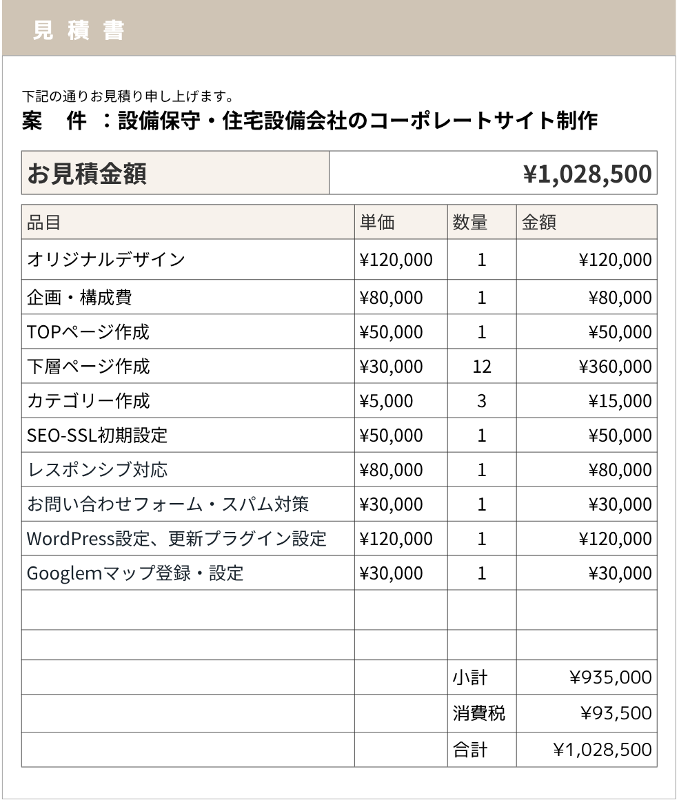 住宅設備会社のコーポレートサイト制作（12ページ構成）