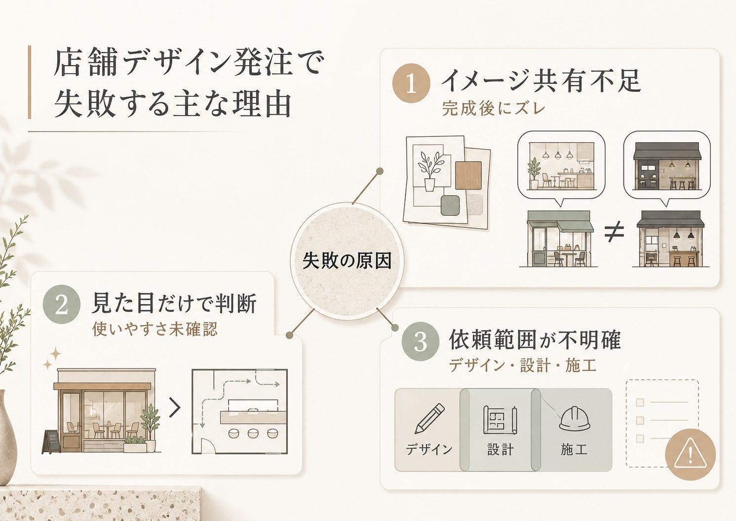 店舗デザインの発注で失敗する主な理由