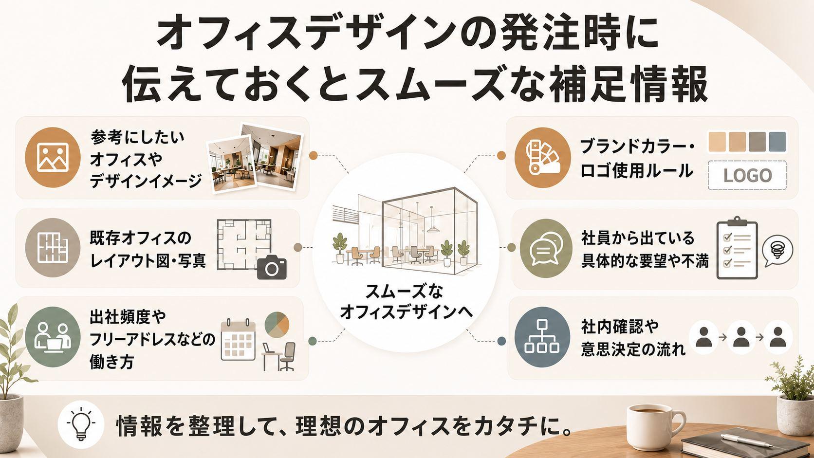 オフィスデザインの発注時に伝えておくとスムーズな補足情報