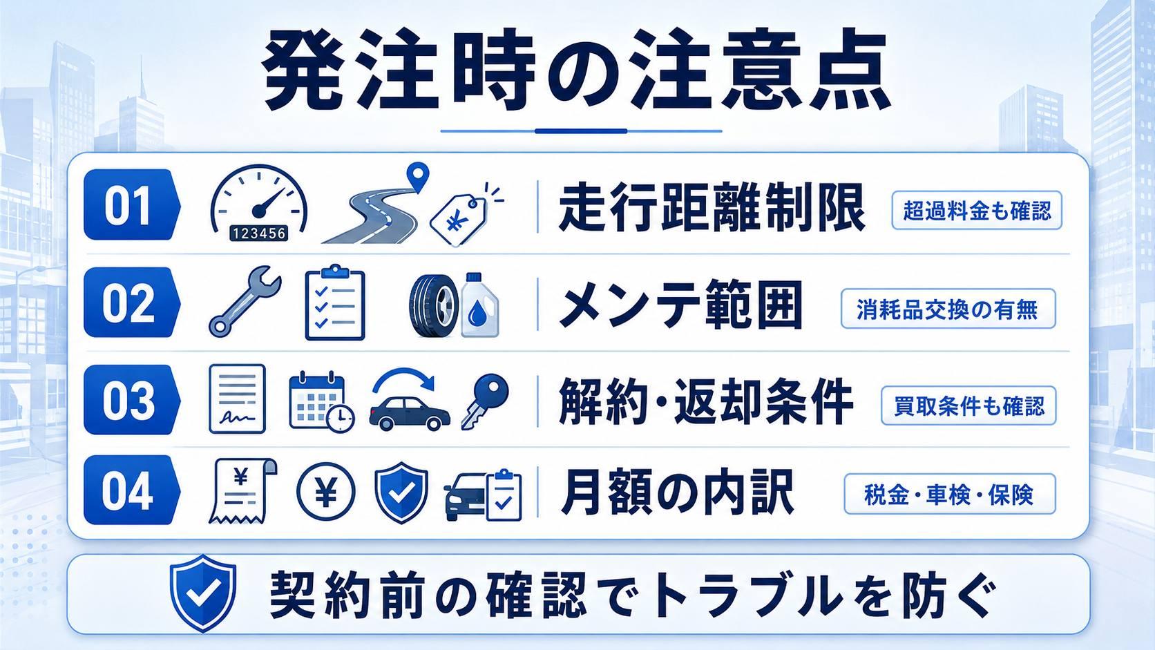 カーリースを発注する際の注意点