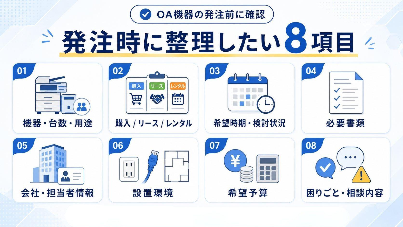 OA機器の発注時に整理しておきたい内容
