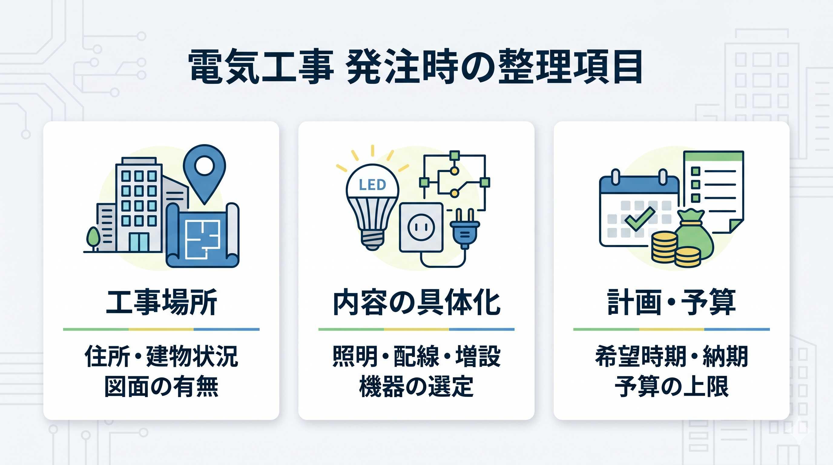 電気工事発注時に整理しておくべき項目