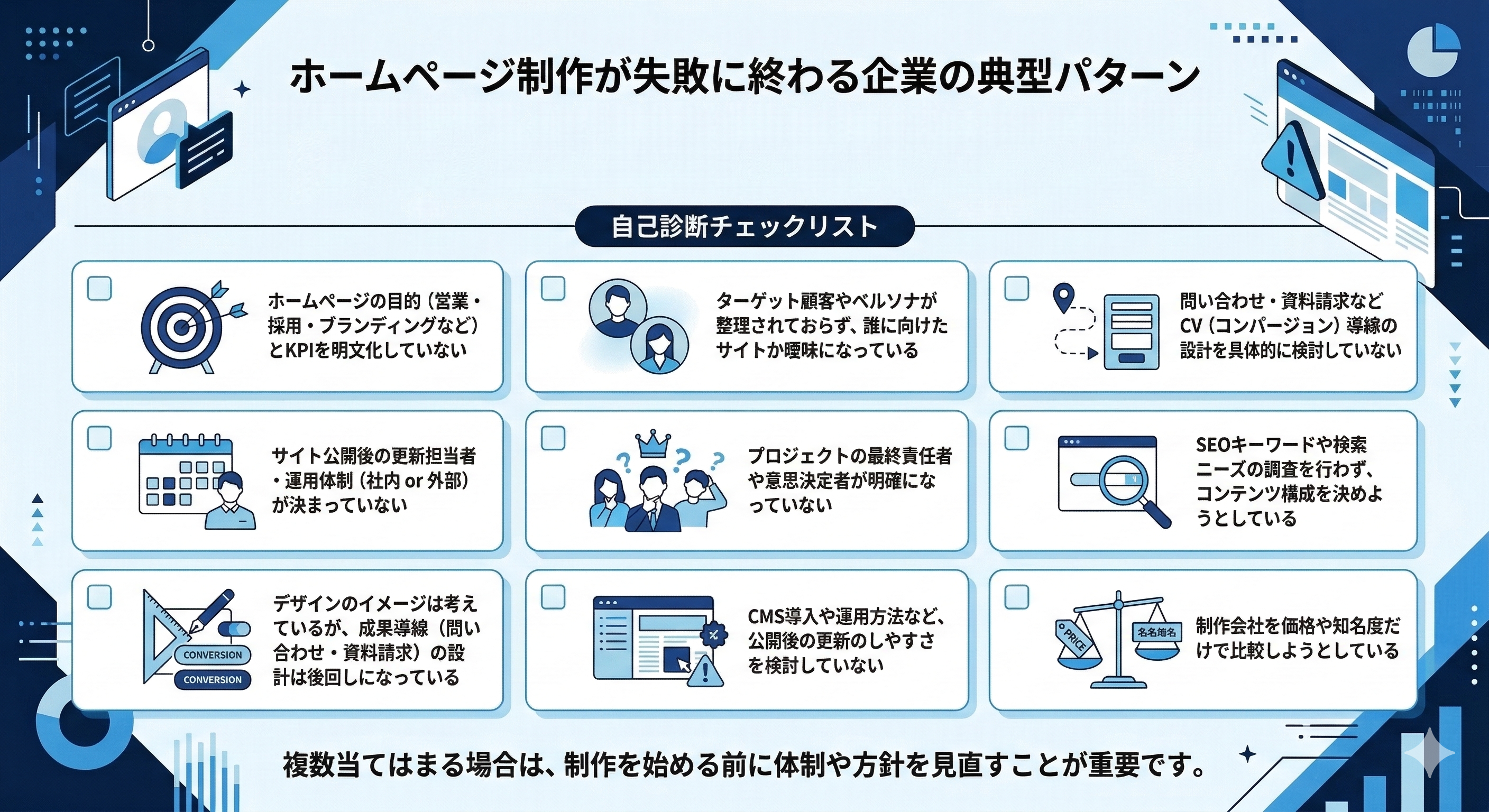ホームページ制作が失敗に終わる企業の典型パターン