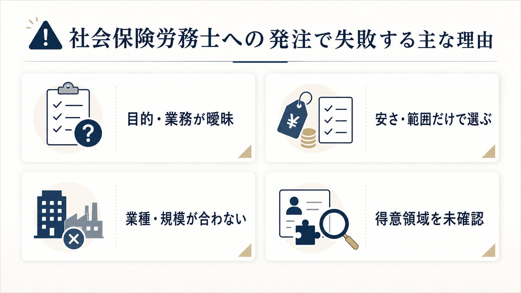 社会保険労務士への発注で失敗する主な理由