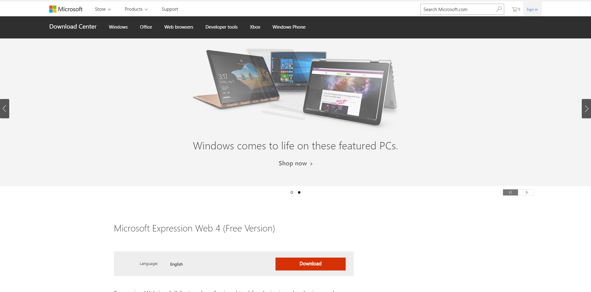 「Microsoft Expression Web4」のサイト