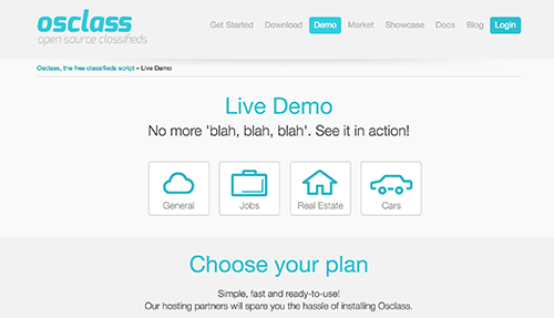 Osclas Live Demo のウェブページ