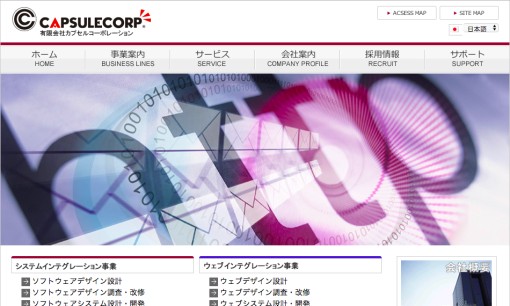 有限会社CAPSULECORPのシステム開発サービスのホームページ画像