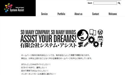 株式会社システム・アシストのホームページ制作サービスのホームページ画像