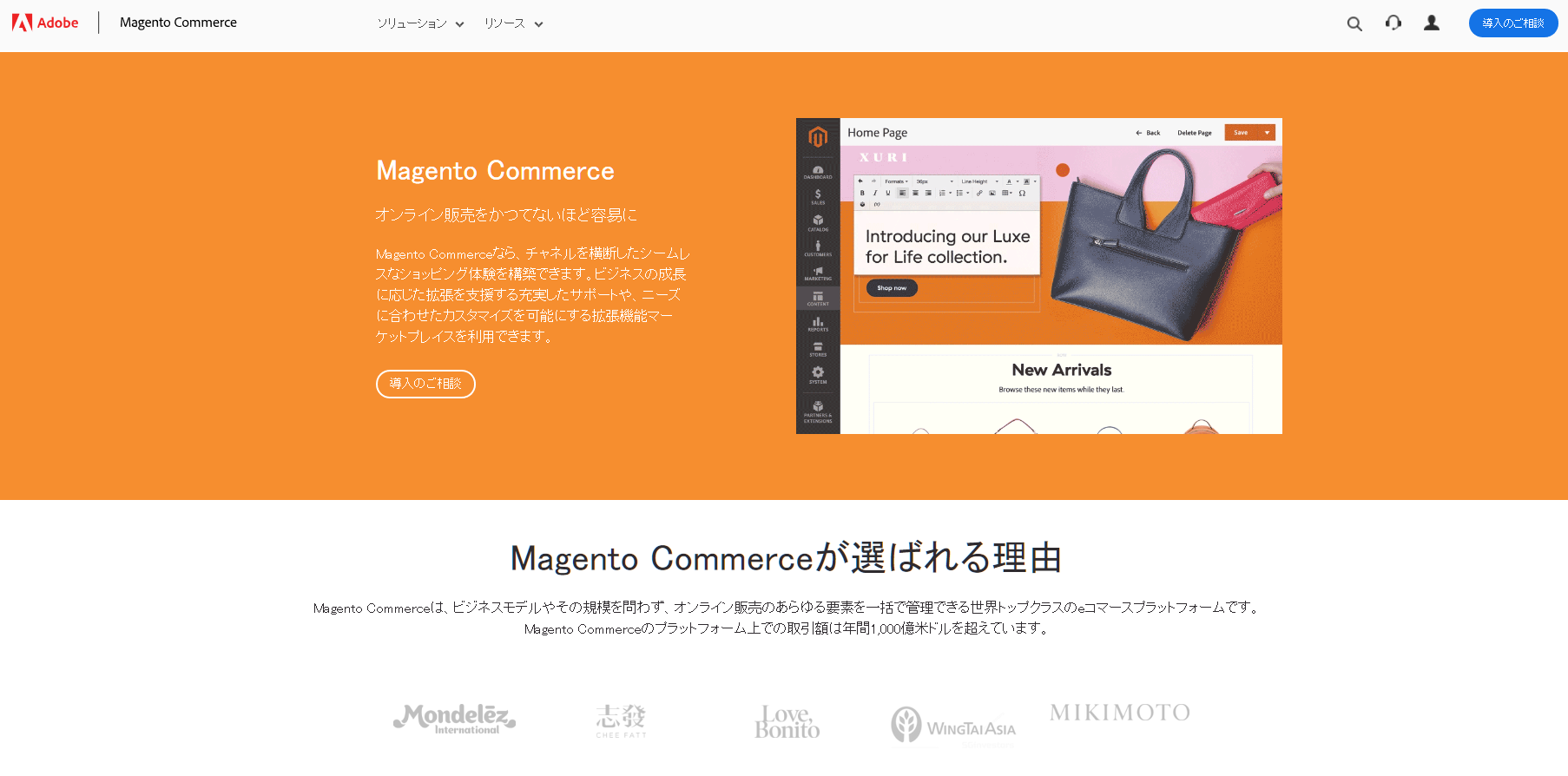 アドビ株式会社(旧株式会社マルケト)のECサイト構築サービスのホームページ画像