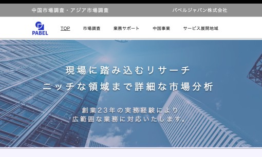 パベルジャパン株式会社のマーケティングリサーチサービスのホームページ画像