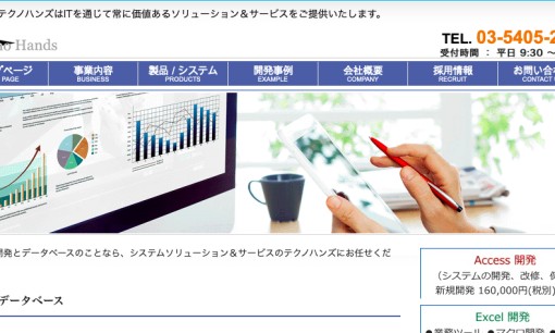 株式会社テクノハンズのシステム開発サービスのホームページ画像