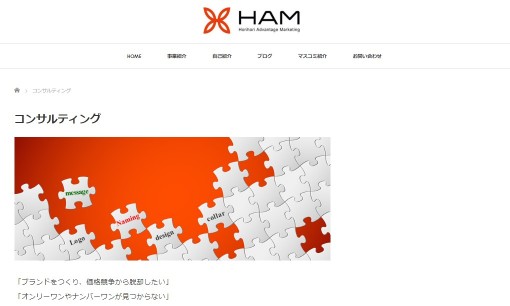 HAM株式会社のコンサルティングサービスのホームページ画像