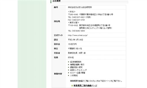株式会社ちばぎん総合研究所のコンサルティングサービスのホームページ画像
