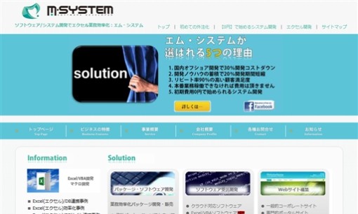 株式会社エム･システムのシステム開発サービスのホームページ画像