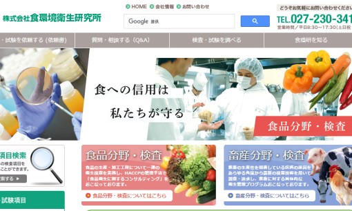 株式会社食環境衛生研究所のコンサルティングサービスのホームページ画像