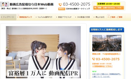 有限会社日本Web動画マーケティングのWeb広告サービスのホームページ画像