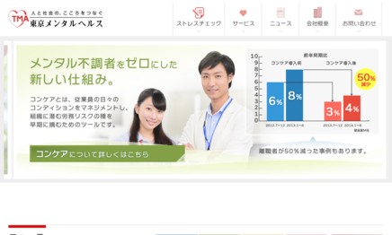 東京メンタルヘルス株式会社の社員研修サービスのホームページ画像