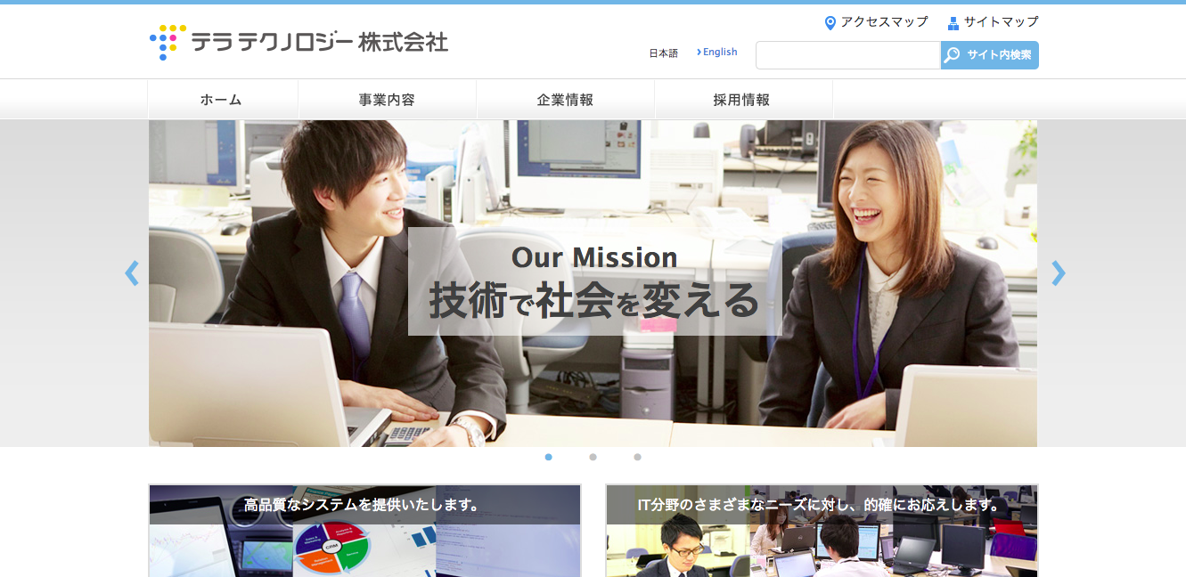 テラ テクノロジー株式会社のシステム開発サービスのホームページ画像