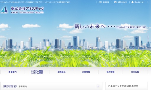 株式会社アネステックのシステム開発サービスのホームページ画像