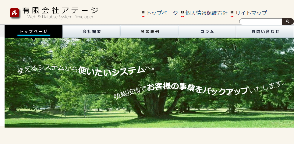 有限会社アテージのWeb開発、データベース構築サービス