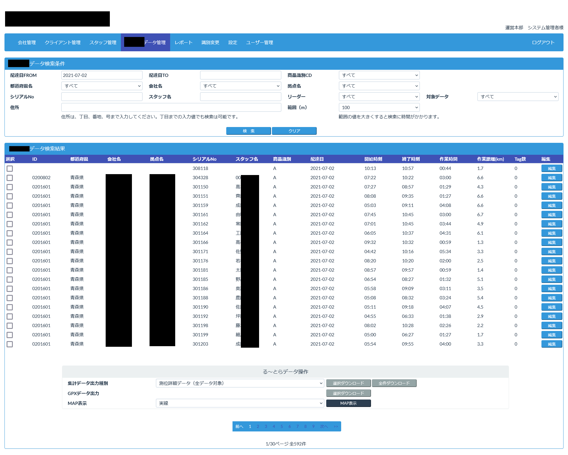 GPS位置情報管理システム