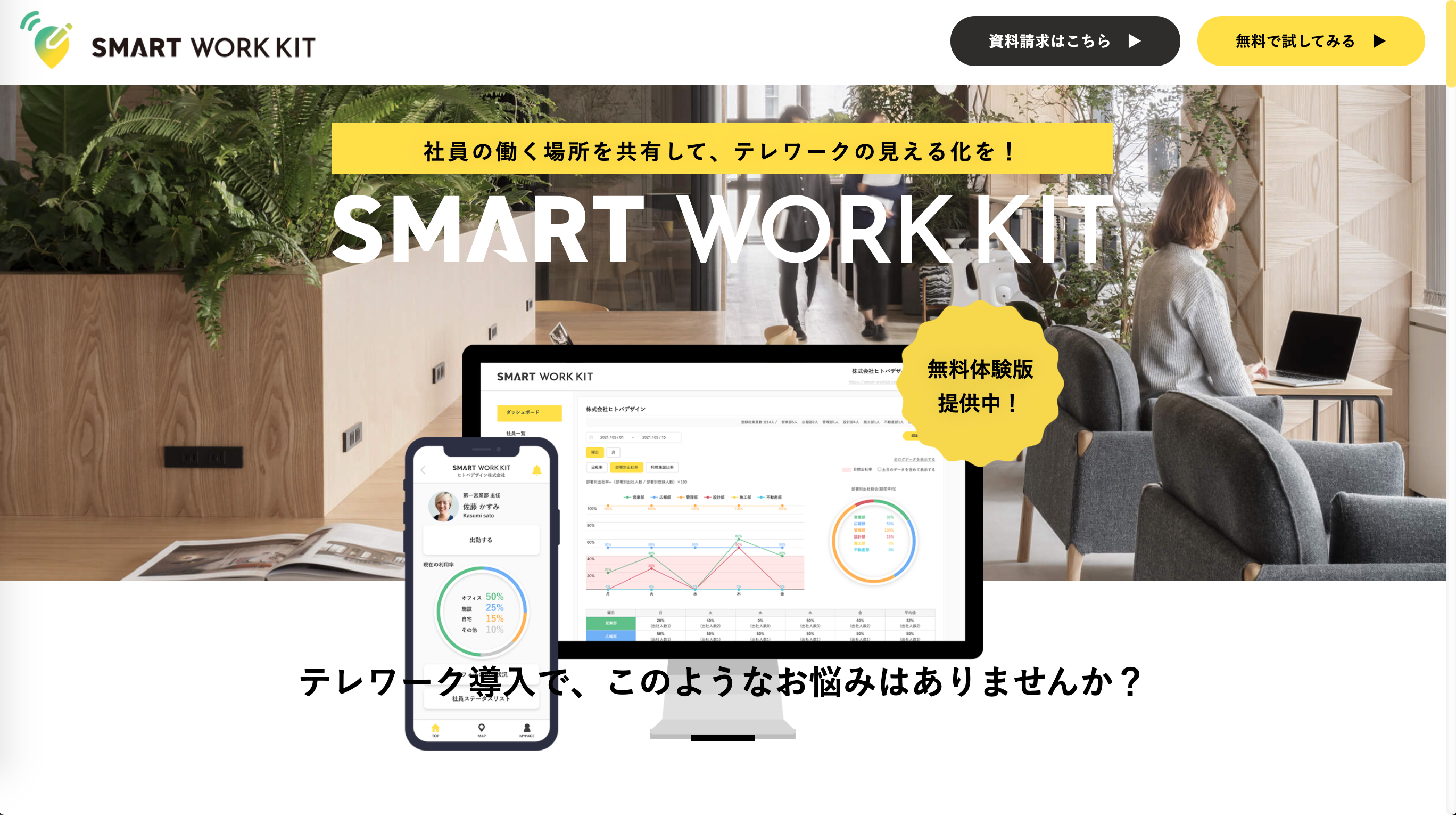 働く場所の記録・共有サービス「SMART WORK KIT」