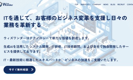株式会社ウィズワンダーのシステム開発サービスのホームページ画像