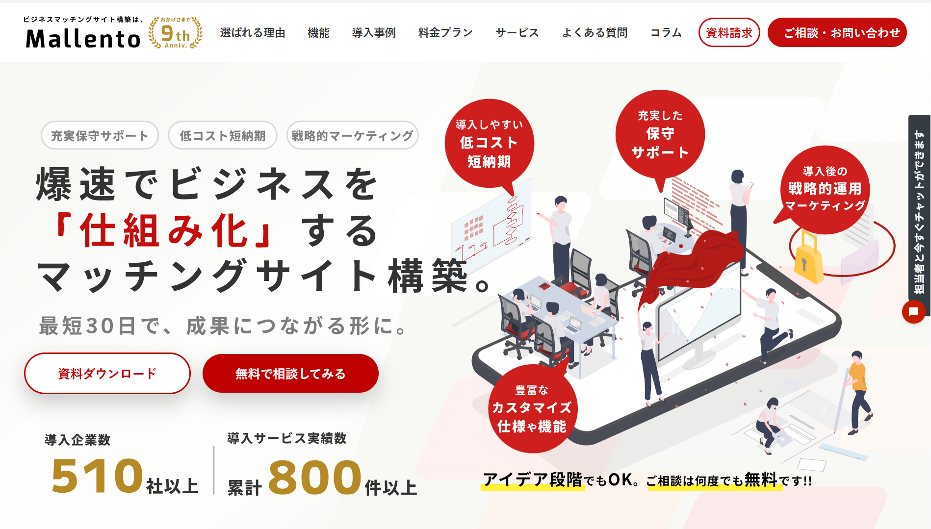 株式会社マレントのシステム開発サービスのホームページ画像