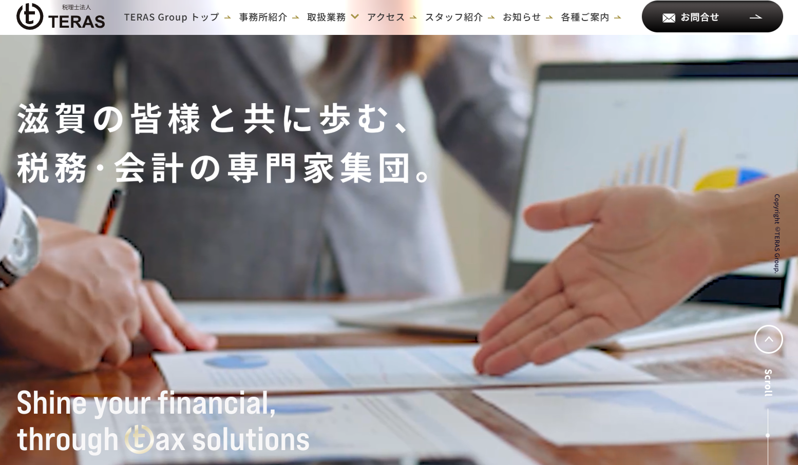 税理士法人TERASの税理士サービスのホームページ画像