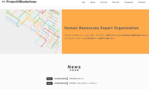 株式会社プロジェクトHRソリューションズのコンサルティングサービスのホームページ画像