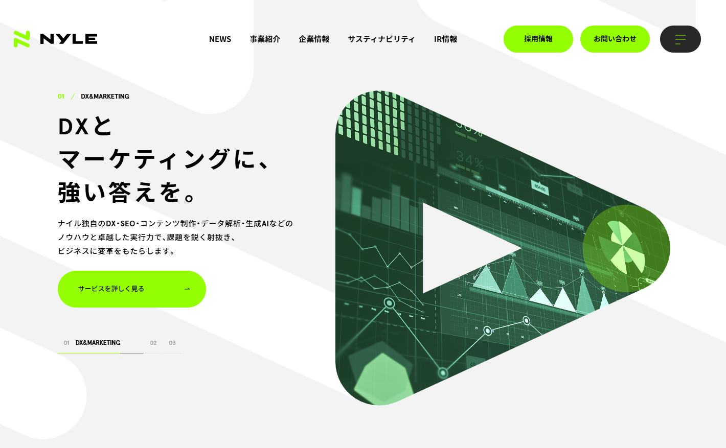 ナイル株式会社のAI開発・AIコンサルサービスのホームページ画像