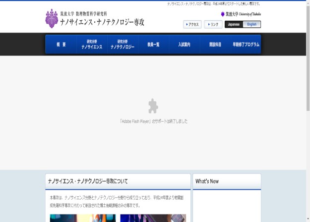 筑波大学 数理物質科学研究科 ナノサイエンス･ナノテクノロジー専攻のサービスサイト制作