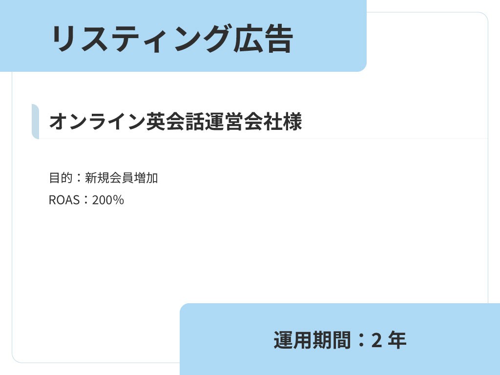 オンライン英会話運営会社様 リスティング広告運用支援