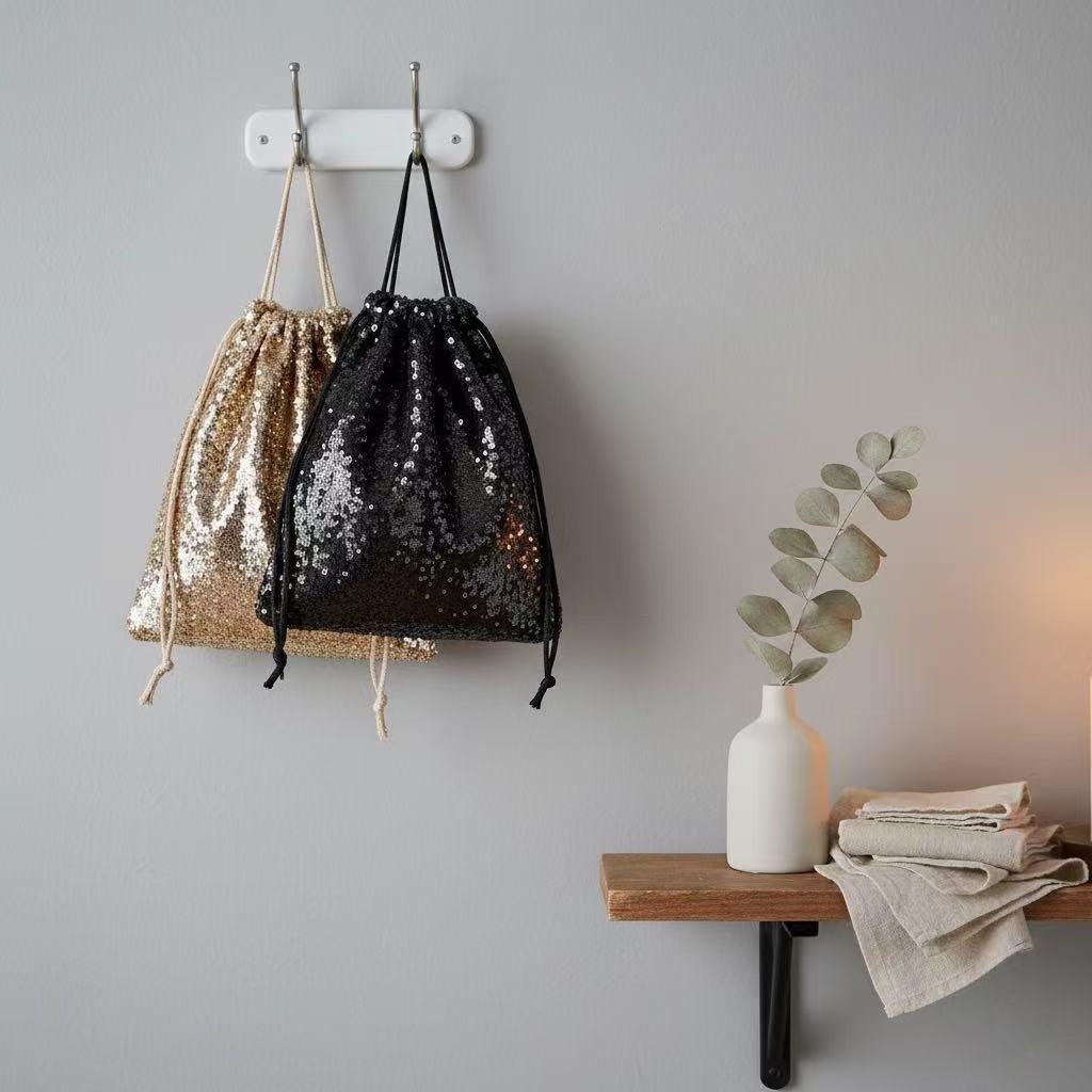 スパンコール巾着バッグ