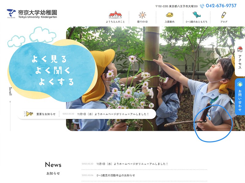 学校法人帝京大学 帝京大学幼稚園のコーポレートサイト制作
