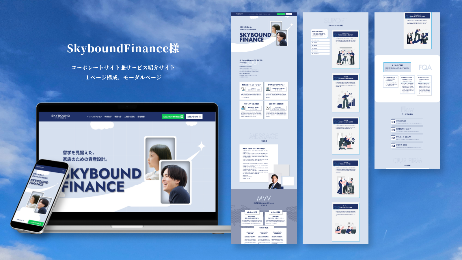 Skybound Finance様コーポレートサイト、パンフレット、名刺制作