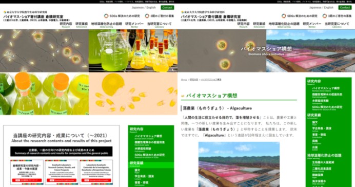 東京大学大学院農学生命科学研究科 バイオマス・ショア寄付講座 倉橋研究室のホームページ制作